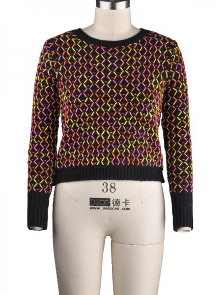 LADIES' ACRYLIC SECTION DYE PULLOVER