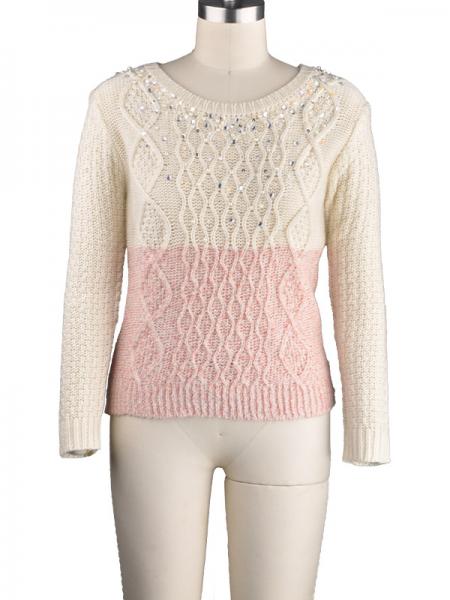 LADIES' CABLE BEADS PULLOVER